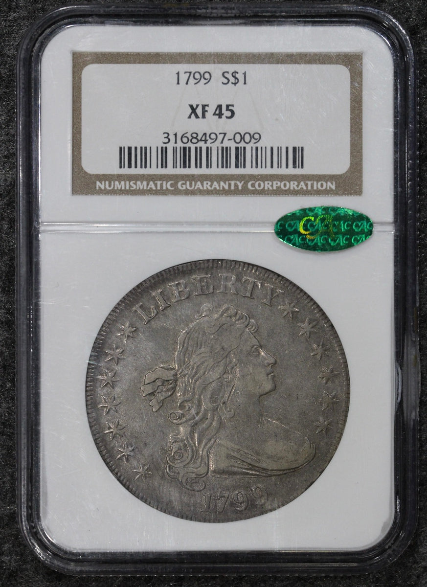 1799 (XF45 CAC) $1 Draped Bust Silver Dollar NGC