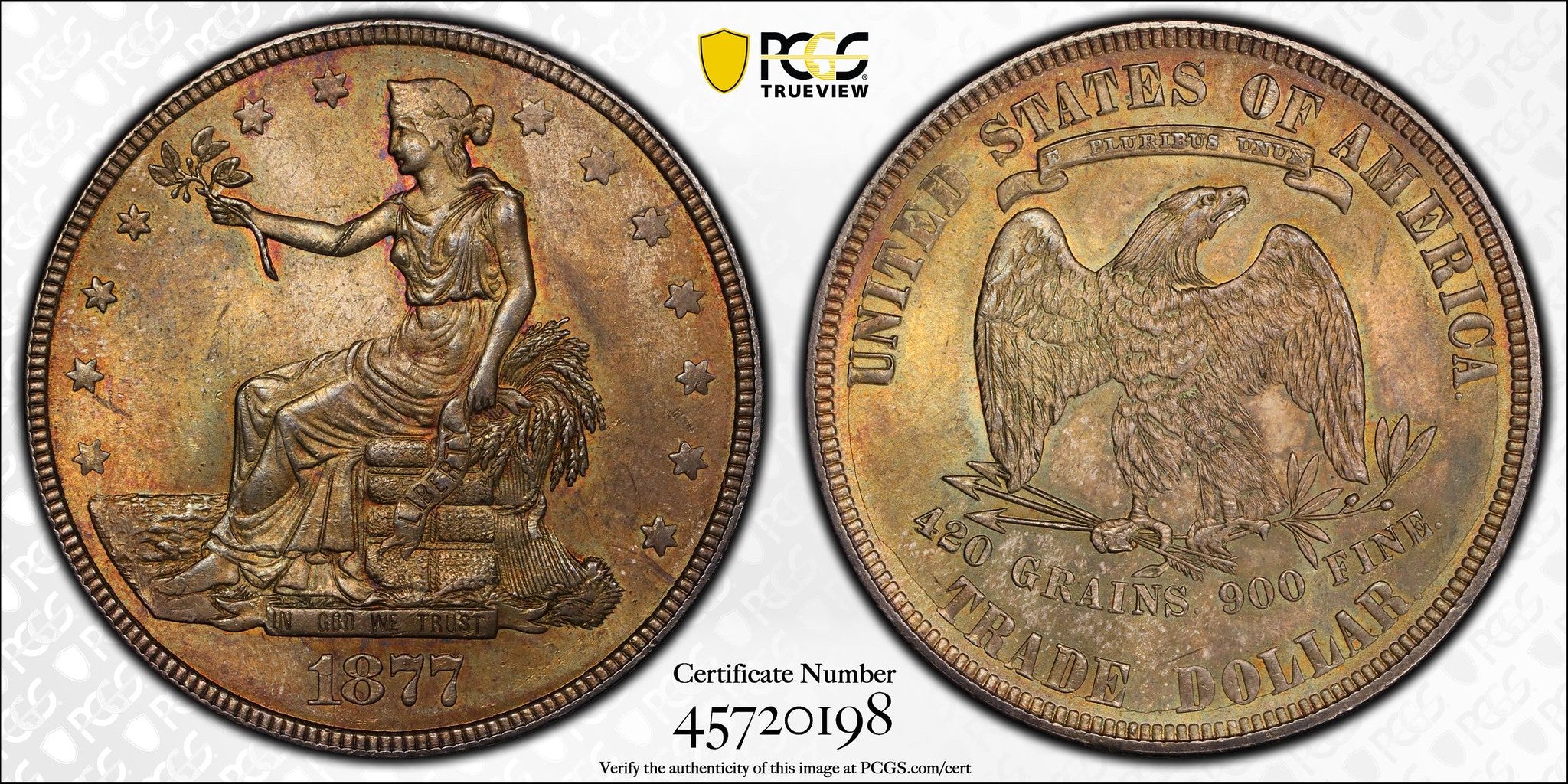 1877 (MS63) $1 Trade Silver Dollar PCGS