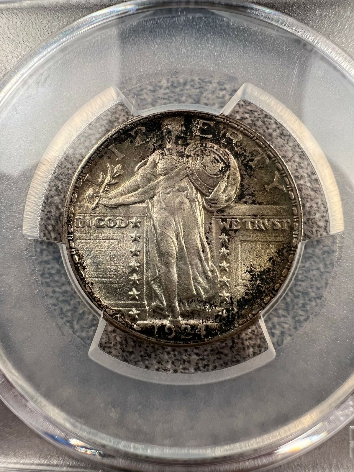 1924 (MS64) Standing Liberty Silver Quarter Toned PCGS Graded Coin 1924-P