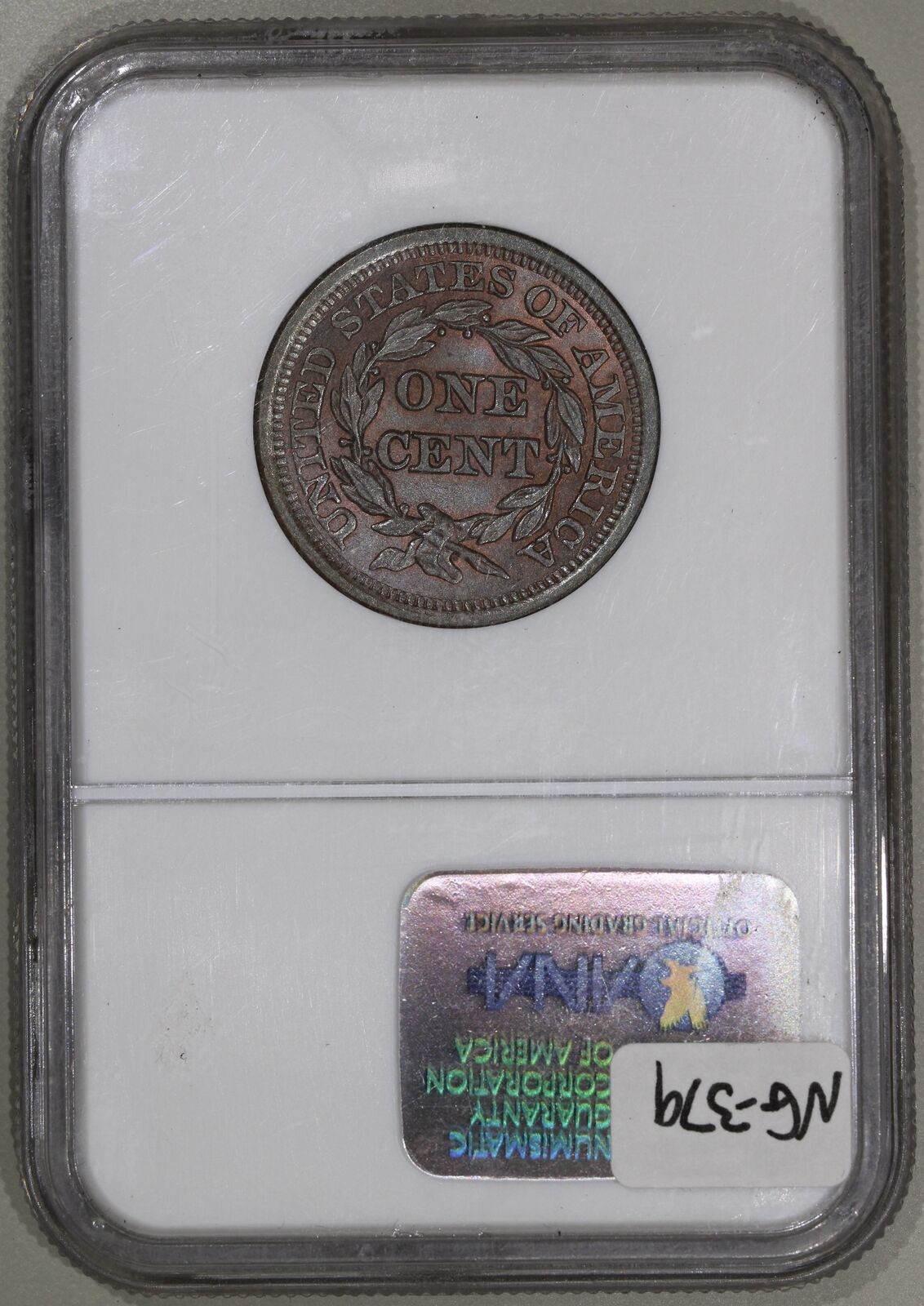 1855 Upright 5 (MS66 RB) N-2 Braided Hair Large Cent 1c NGC Graded Coin