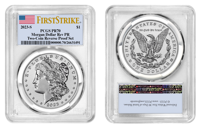 2023-S (PR70) Two Coin Set Reverse Proof $1 Morgan & Peace First Strike PCGS