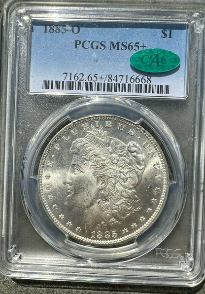 1885-O (MS65+ CAC) Morgan Silver Dollar PCGS Graded Coin