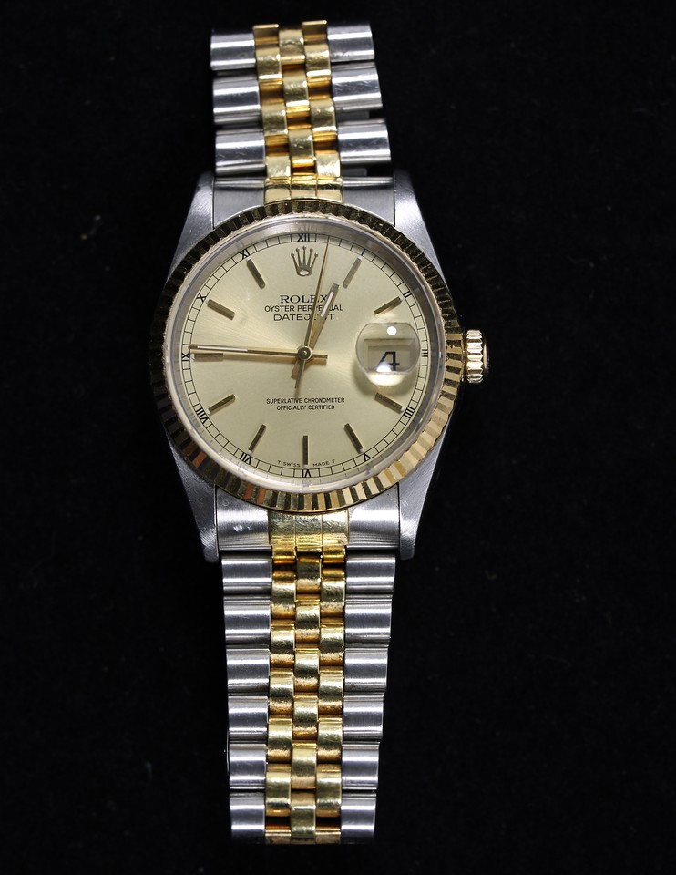 Rolex Datejust 16233 Gold and Silver Jubilee Bracelet with Gold Bezel