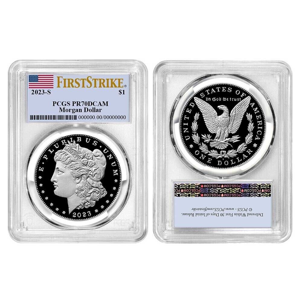 2023-S Proof Morgan & Peace Silver Dollar (PR70) PCGS First Strike FS Flag Label