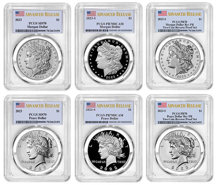 2023 (P, S) Six Coin Set $1 Morgan & Peace Advanced Release PCGS