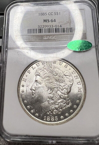 1885-CC (MS64 CAC) Morgan Silver Dollar $1 NGC Graded Coin