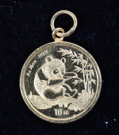 1994 China 1/10 oz .999 Gold Panda in a 1.3g 14K gold bezel