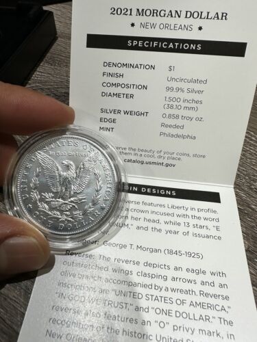 2021-O Morgan Silver Dollar - New Orleans Privy Mark- w/ Box OGP & COA - BU/UNC