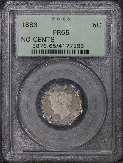 1883 (PR65) Proof Liberty Nickel V 5c (No Cents) Old Green Holder PCGS OGH