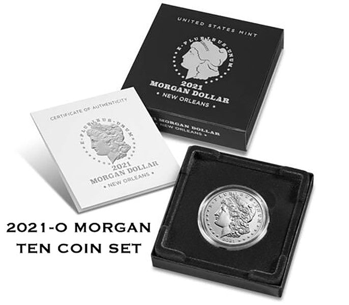 2021-O Morgan Dollar 10 Coin Set - New Orleans Privy Mark- w/ Box OGP & COA