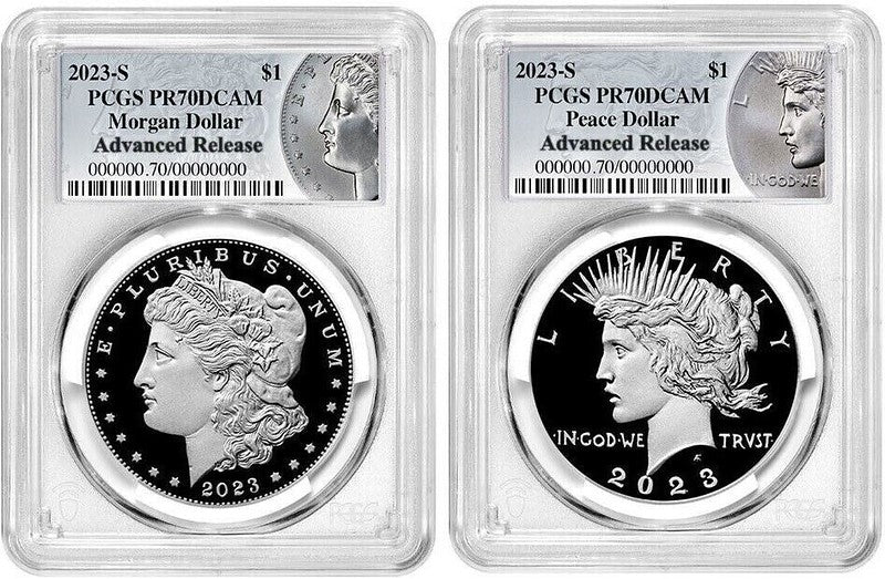 2023 (P, S) Six Coin Set $1 Morgan & Peace Silver Dollar AR PCGS