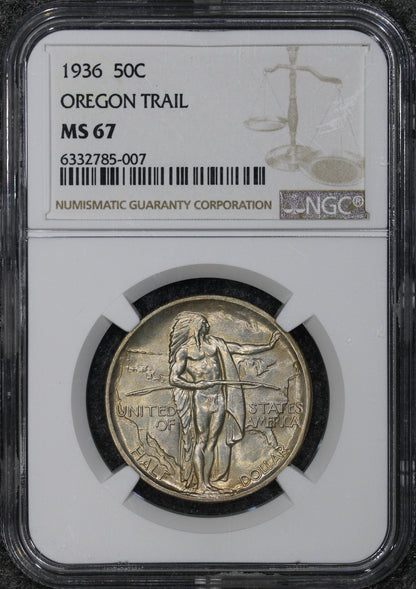 1936 (MS67) Oregon Trail Commemorative Half Dollar 50c NGC