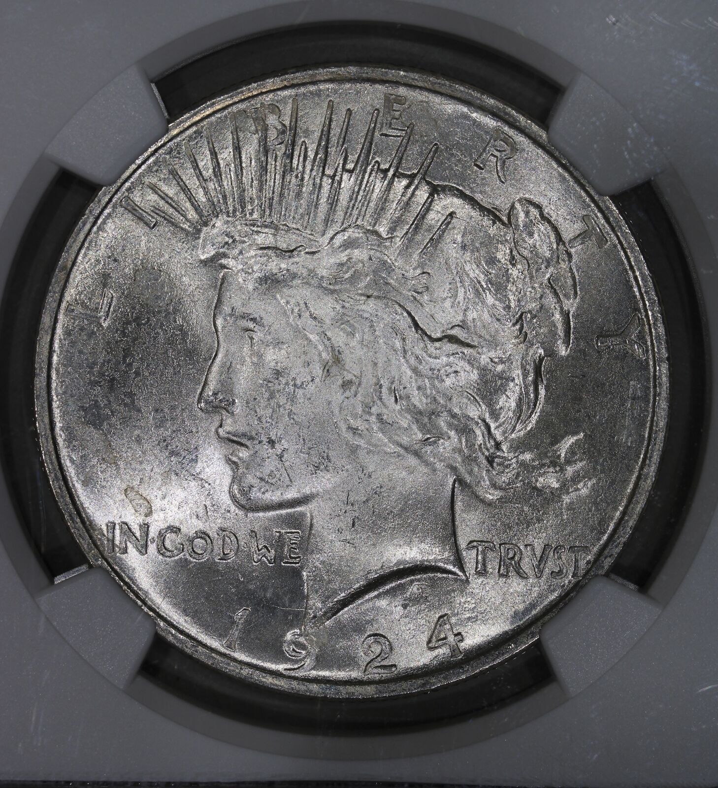 1924 (MS65+ PLUS) Peace Silver Dollar $1 NGC Graded Coin - BLAST WHITE