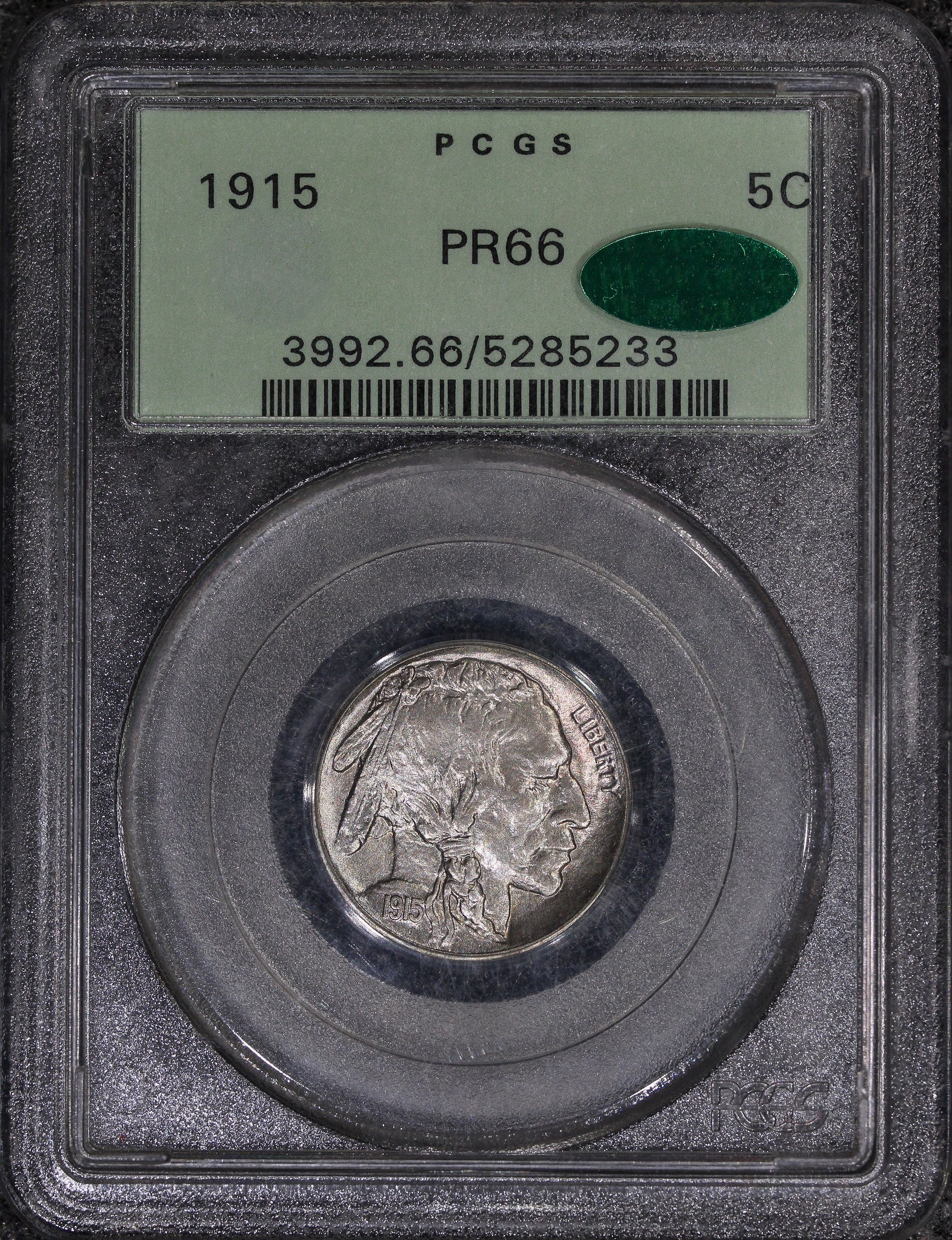 1915 (PR66 CAC) Proof Buffalo Nickel 5c Old Green Holder PCGS