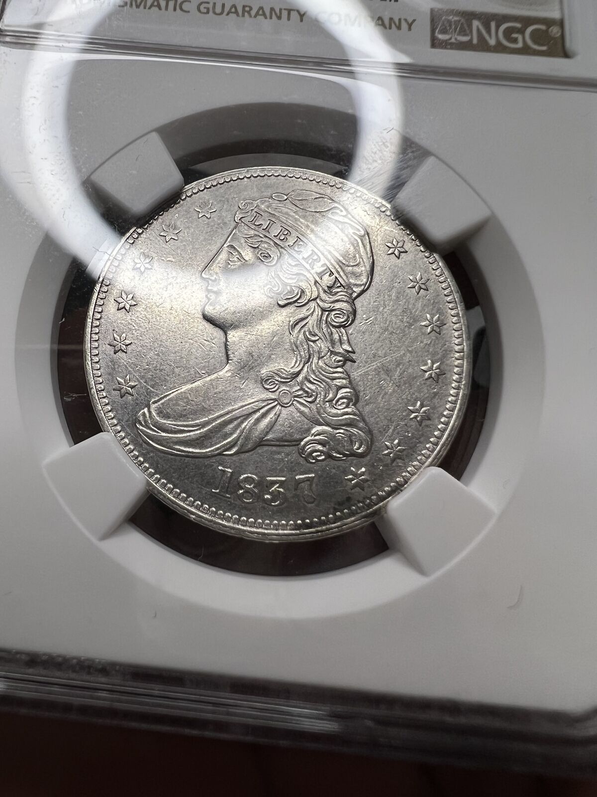 1837 (AU details) Capped Bust Half Dollar 50c NGC Graded Coin