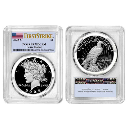 2023-S Proof Morgan & Peace Silver Dollar (PR70) PCGS First Strike FS Flag Label