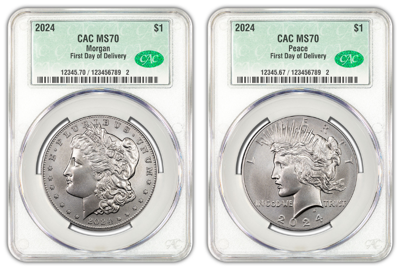 2024 (MS70) Morgan & Peace Silver Dollar CAC First Day Of Delivery CACG FDOD