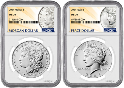 2024-P (MS70) Morgan & Peace Silver Dollar (2 Coin Set) NGC