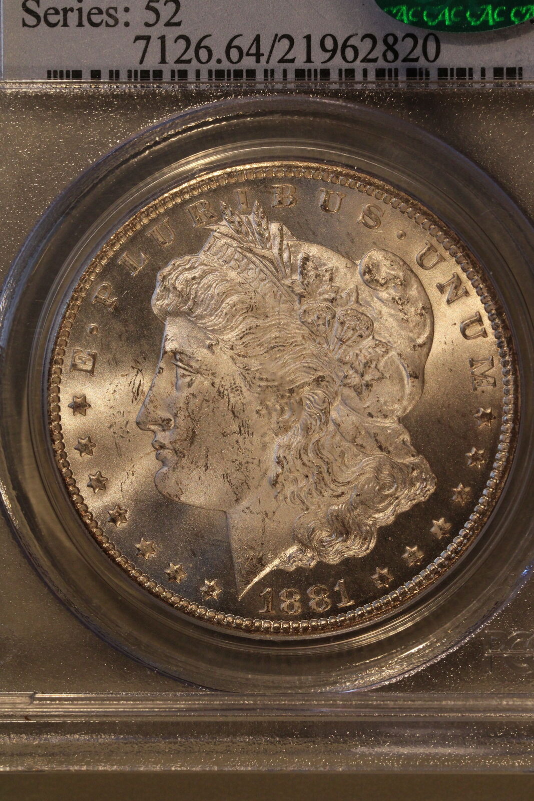 1881-CC (MS64 CAC) Morgan Silver Dollar $1 PCGS Graded Coin