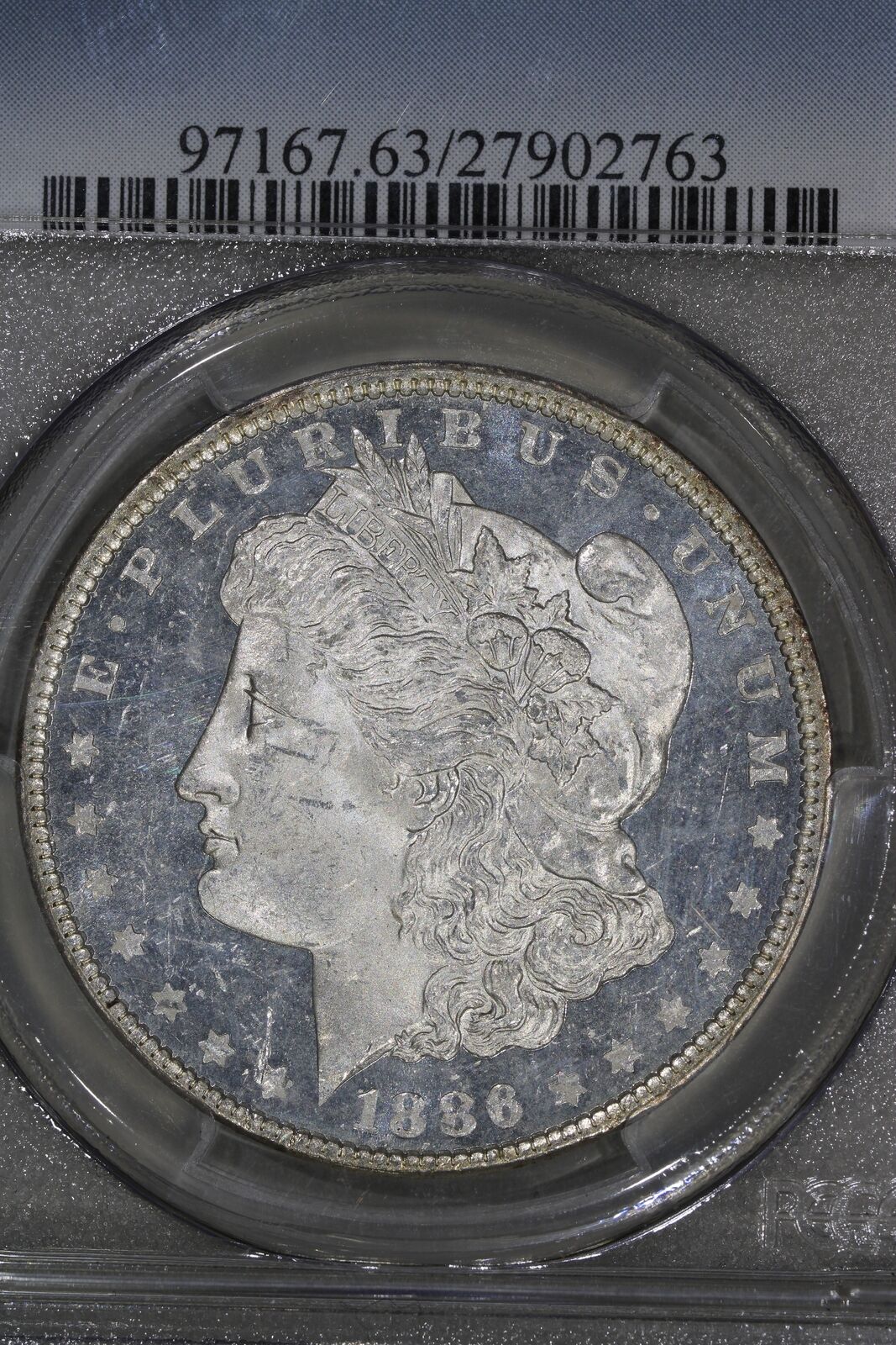 1886 (MS63 DMPL) Morgan Silver Dollar $1 Deep Mirror Prooflike PCGS Graded Coin