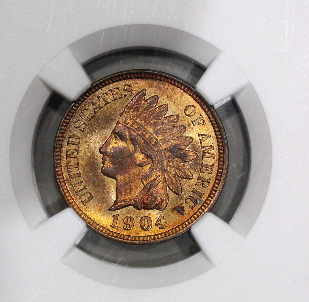 1904 (MS65 RD) Indian Head Cent 1c NGC - TONED REVERSE