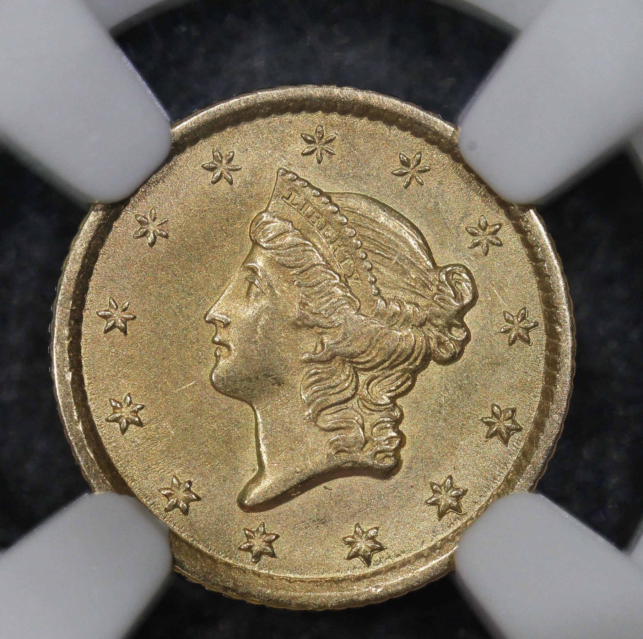 1853-O (MS62) G$1 Gold Dollar (Type 1) Liberty Head NGC