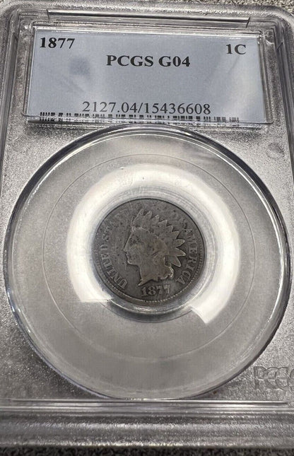 1877 (G4) Indian Head Cent 1c Key Date PCGS Graded Coin