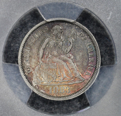 1883 (AU58) Seated Liberty Dime 10c Toned PCGS