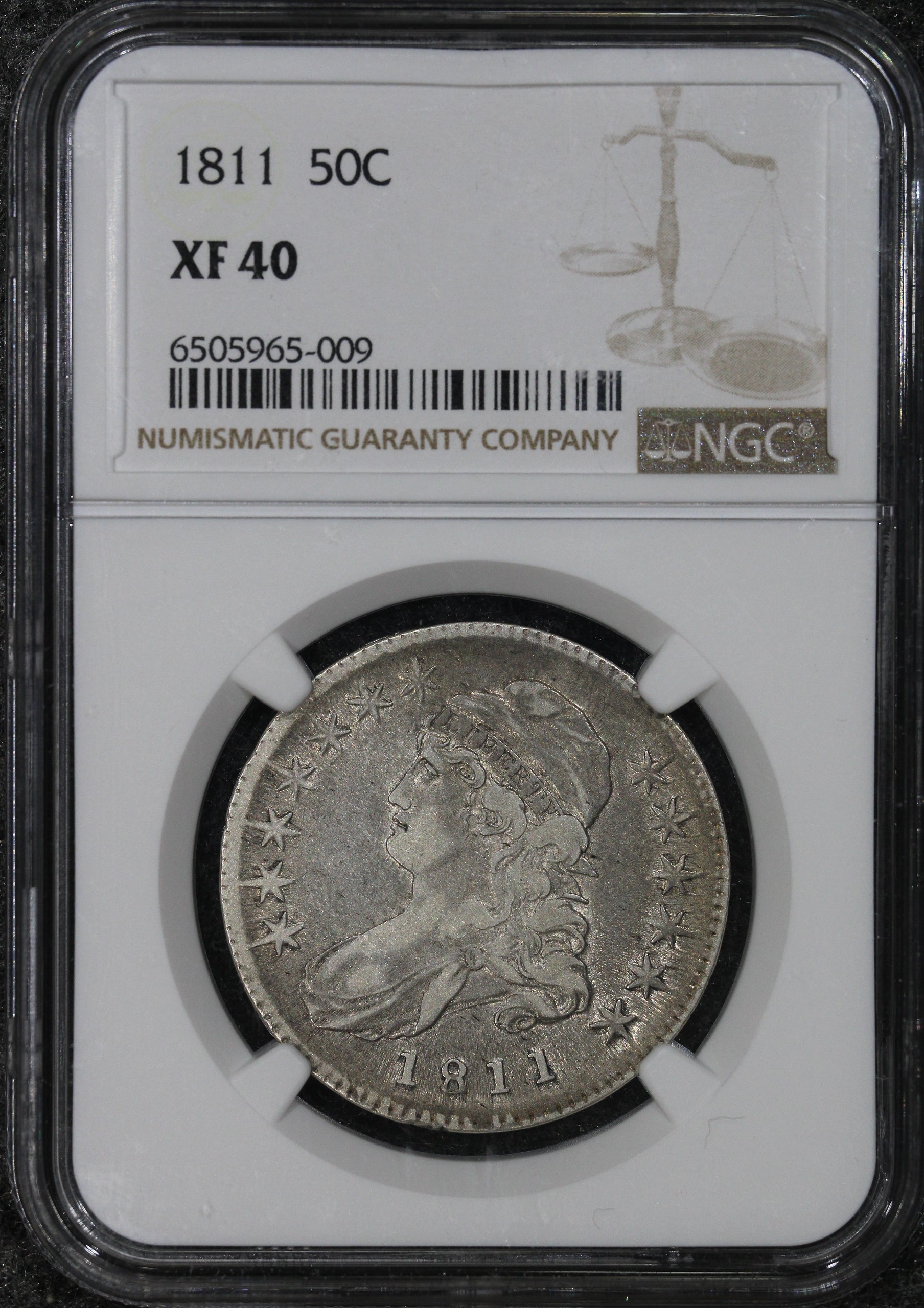 1811 (XF40) Capped Bust Half Dollar (small 8) 50c NGC