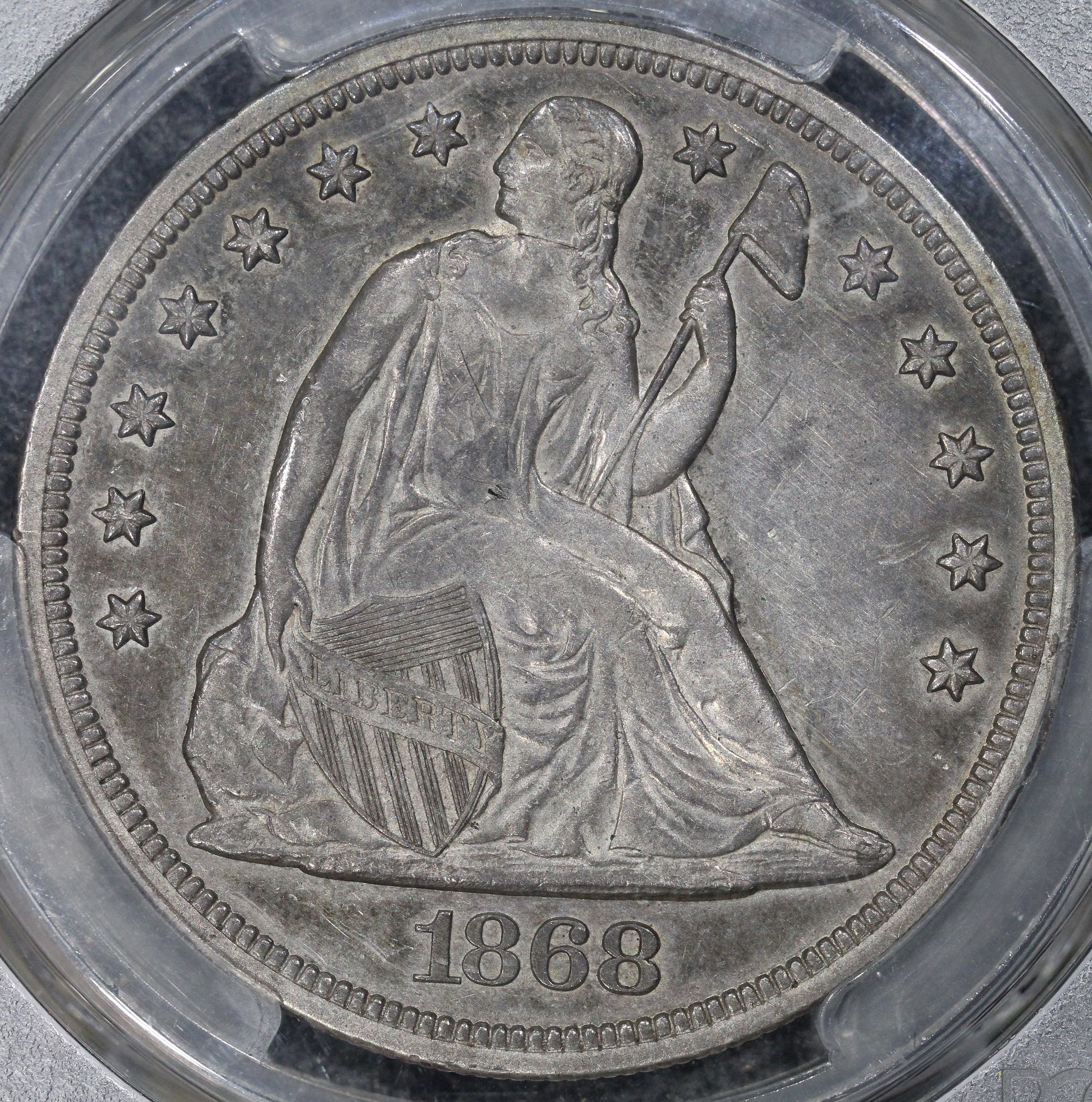 1868 (XF45) $1 Seated Liberty Silver Dollar PCGS