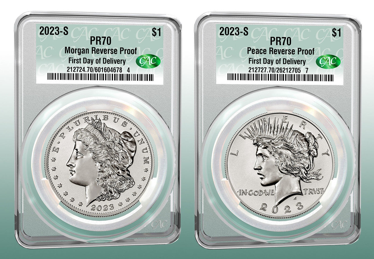 2023 (P, S) Six Coin Set $1 Morgan & Peace CAC First Day of Delivery