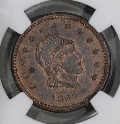 1863 (MS64 RB) Token F-835B-1a Copper PE J.H. Bristor OH, BN (Regular Strike)