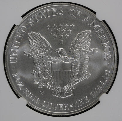 2008-W rev '07 (MS70) Burnished American Silver Eagle $1 ASE NGC - 2007 Reverse!