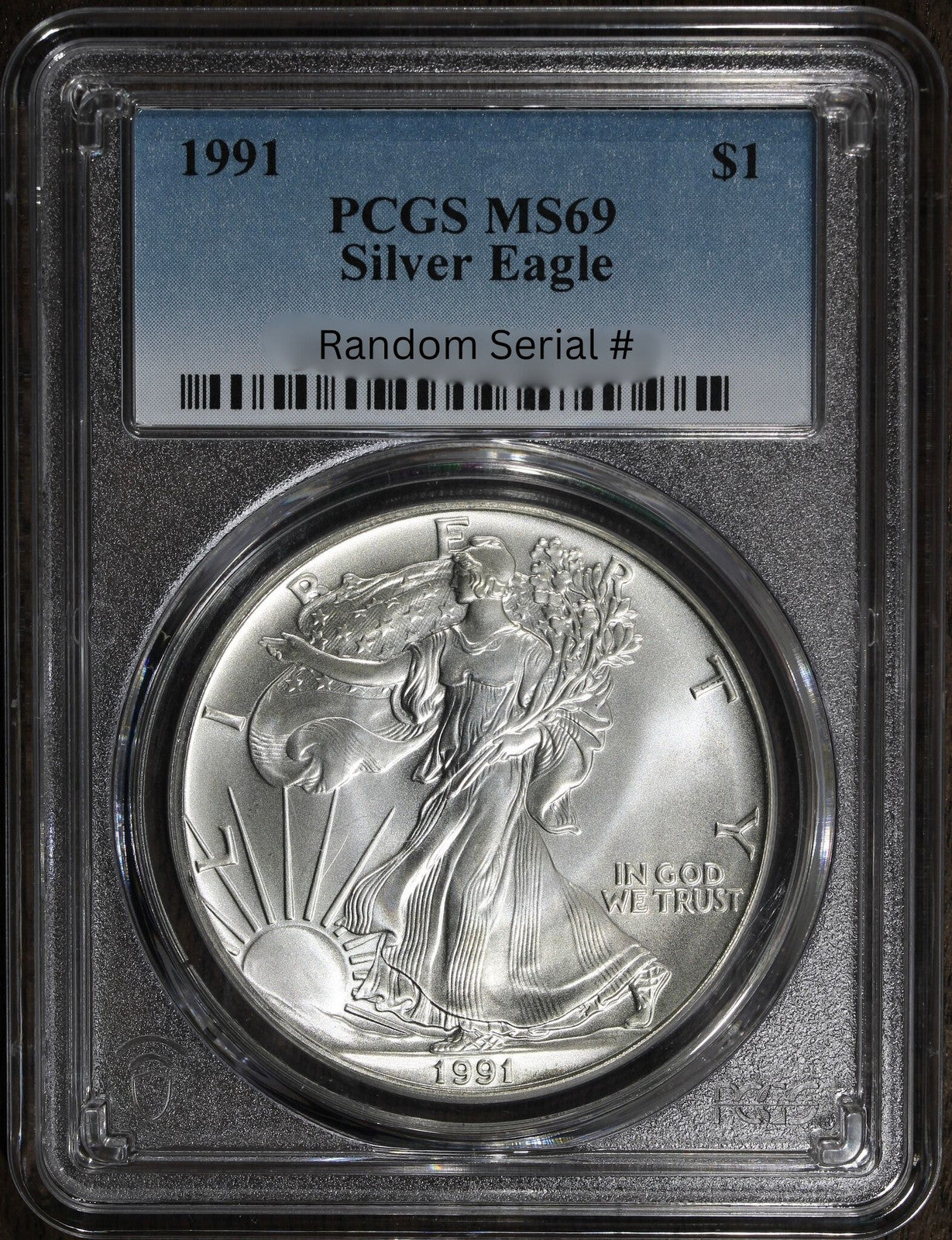 1991 (MS69) American Silver Eagle PCGS $1 ASE - Random Serial Number