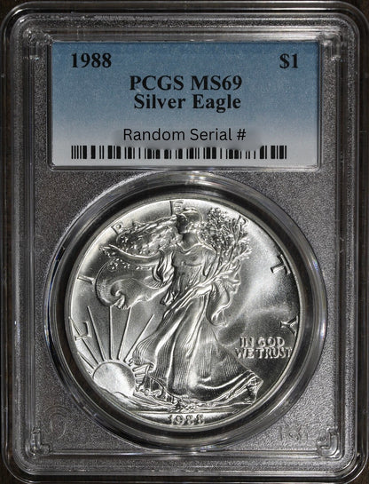 1988 (MS69) American Silver Eagle PCGS $1 ASE - Random Serial Number