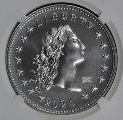 2024 (MS70) Flowing Hair Silver Medal 230th PRIVY NGC FDOI First Day of Issue