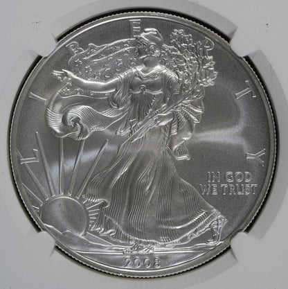 2008-W rev '07 (MS70) Burnished American Silver Eagle $1 ASE NGC - 2007 Reverse!