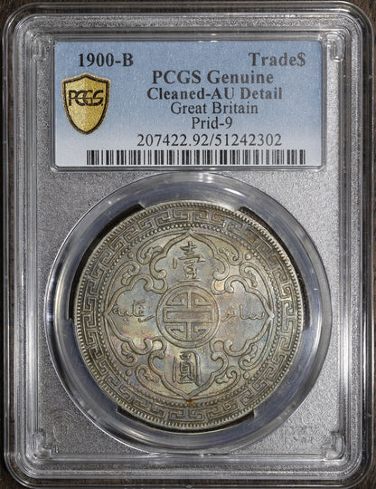 1900-B (AU Detail) Great Britain Trade Dollar Prid-9 PCGS - Bombay Mint! - COLOR